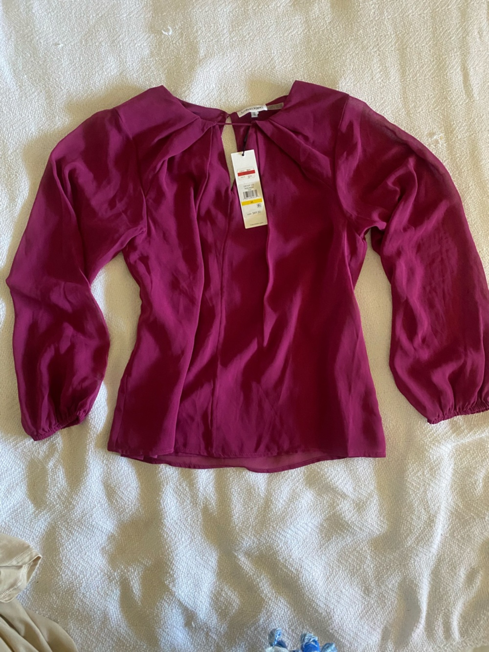 Calvin Klein Rich Berry Keyhole Long-Sleeve Blouse